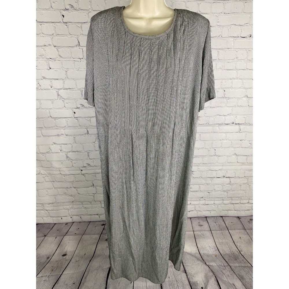 VTG Jessica Howard Black White Check Short Sleeve Shoulder Padded Dress 18